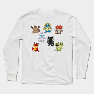 Dragons set, httyd characters, how to train your dragon, cute baby dragons for kids Long Sleeve T-Shirt